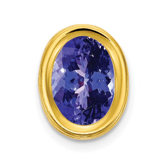 14k Yellow Gold 7x5mm Oval Tanzanite bezel pendant