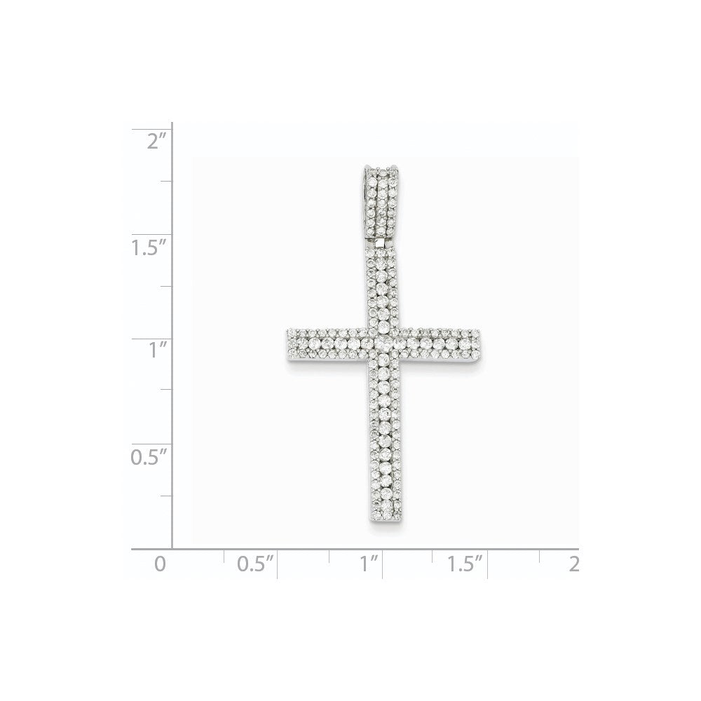 14k White Gold Real Diamond Latin Cross Pendant