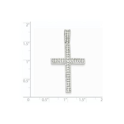 14k White Gold Real Diamond Latin Cross Pendant