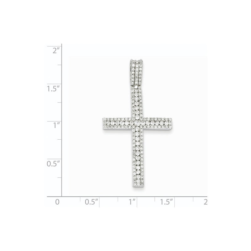 14k White Gold Real Diamond Latin Cross Pendant