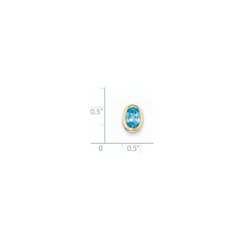 14K Yellow Gold 8x6mm Oval Blue Topaz bezel pendant