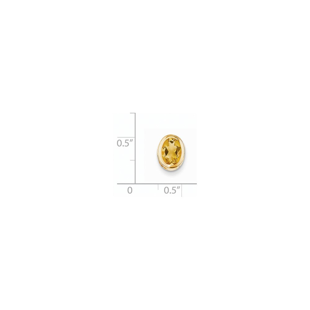 14K Yellow Gold Citrine Real Diamond bezel pendant