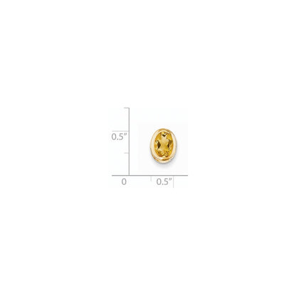 14K Yellow Gold Citrine Real Diamond bezel pendant