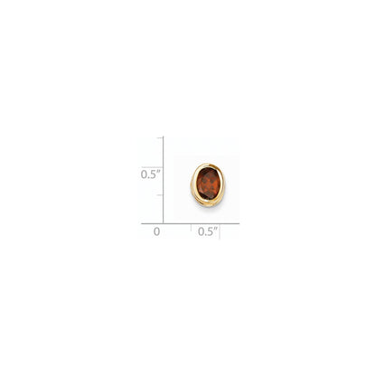 14K Yellow Gold 8x6mm Oval Garnet bezel pendant