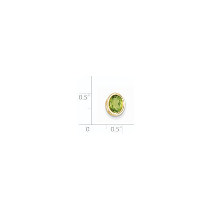 14K Yellow Gold 8x6mm Oval Peridot bezel pendant