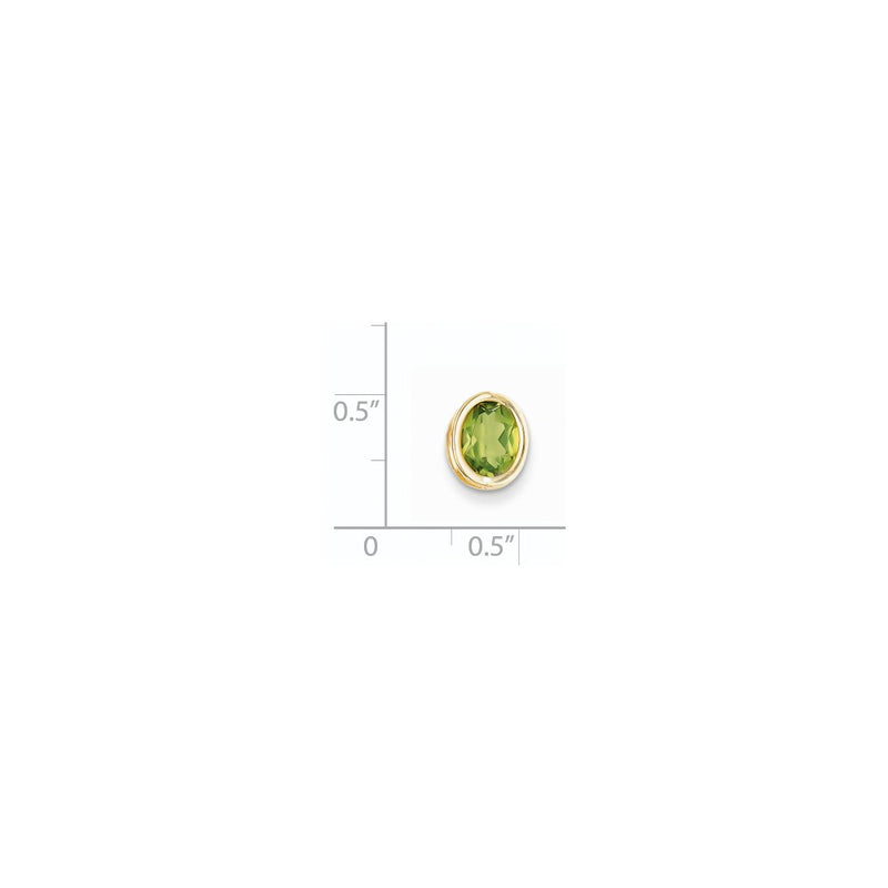 14K Yellow Gold 8x6mm Oval Peridot bezel pendant