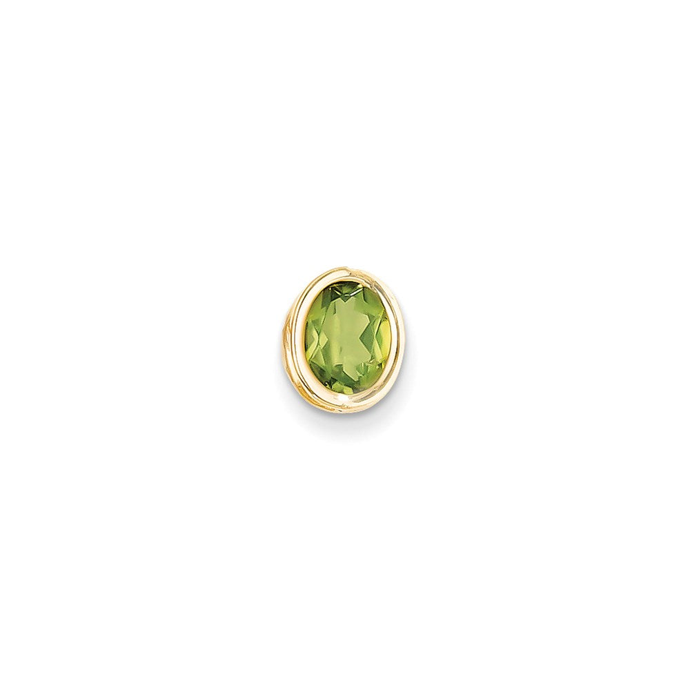 14K Yellow Gold 8x6mm Oval Peridot bezel pendant
