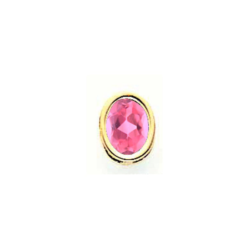 14k Yellow Gold 8x6mm Oval Pink Tourmaline bezel pendant