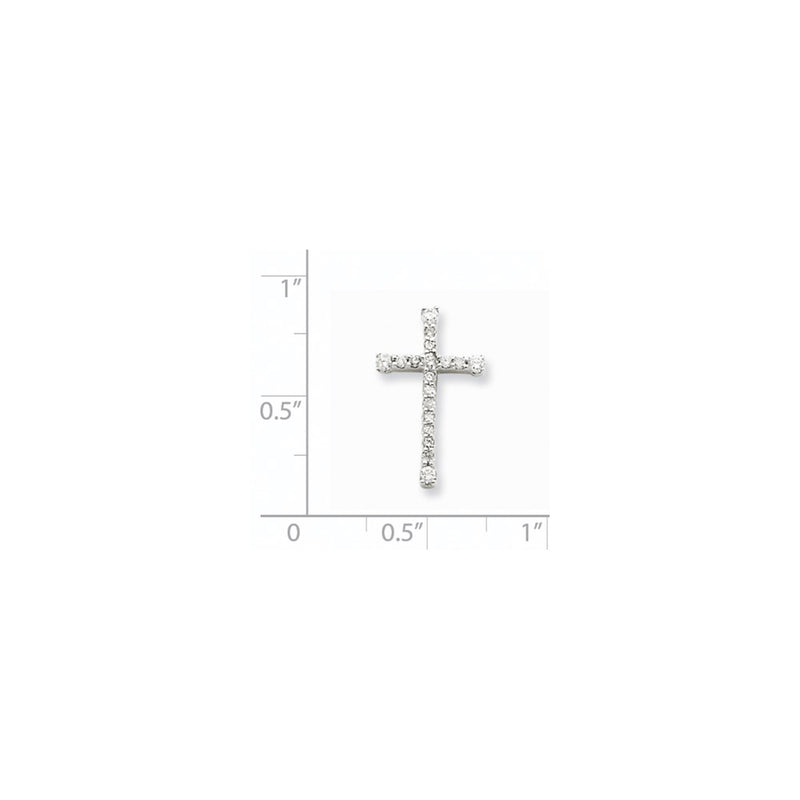 14k White Gold Real Diamond Cross Pendant