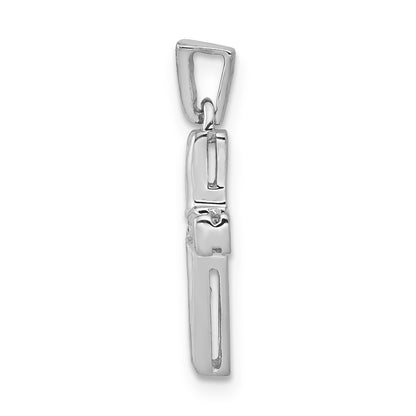 14k White Gold Real Diamond Latin Cross Pendant