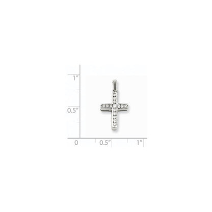 14k White Gold Real Diamond Latin Cross Pendant