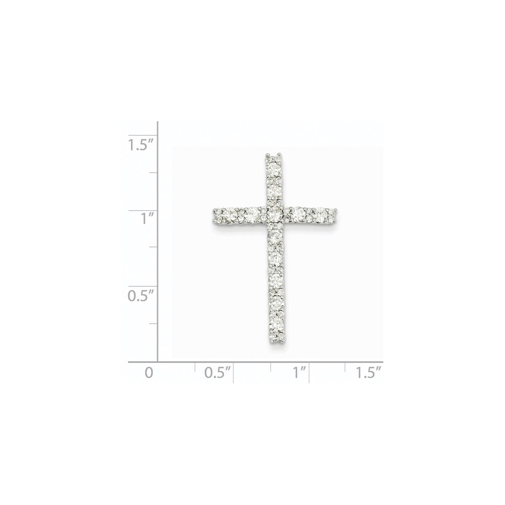 14k White Gold Real Diamond Latin Cross Pendant