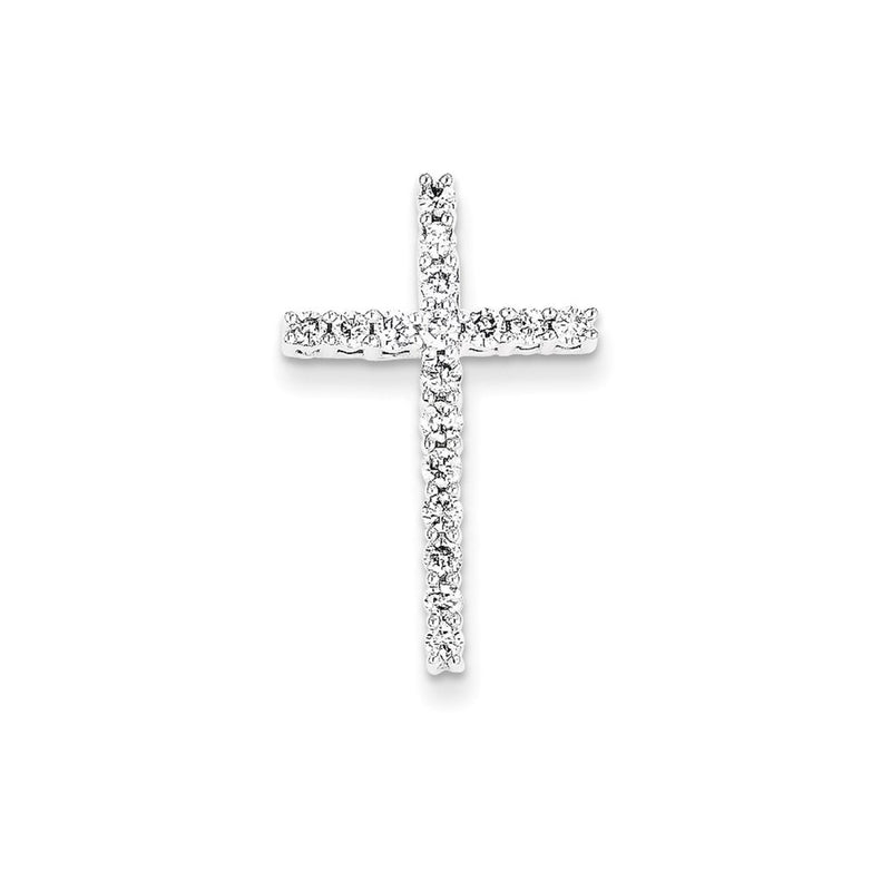 14k White Gold Diamond Cross Pendant