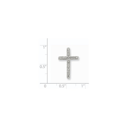 14k White Gold Real Diamond Cross Pendant