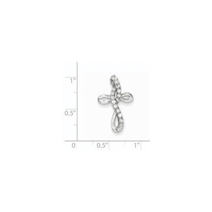 14k White Gold Real Diamond Cross Pendant