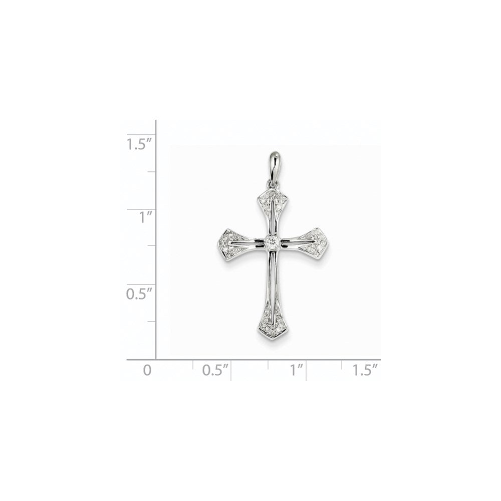 14k White Gold Real Diamond Cross Pendant