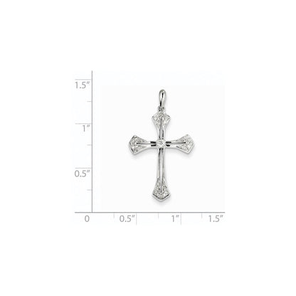 14k White Gold Real Diamond Cross Pendant