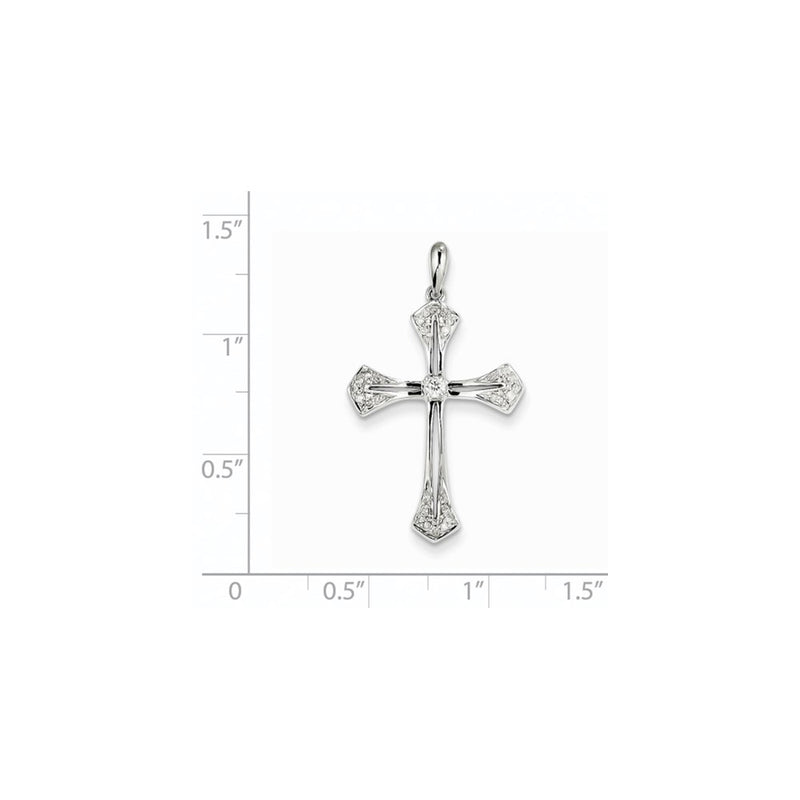 14k White Gold Real Diamond Cross Pendant