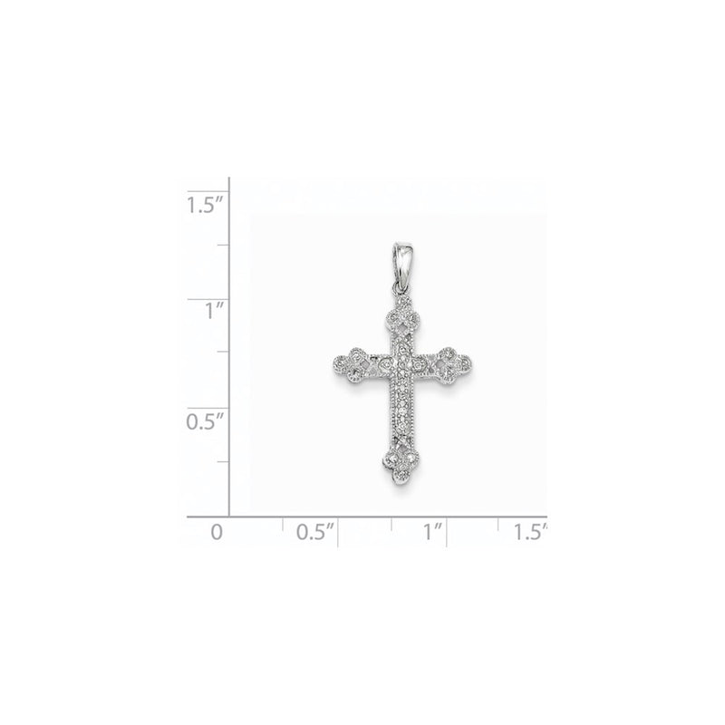 14K White Gold Diamond Filigree Cross Pendant