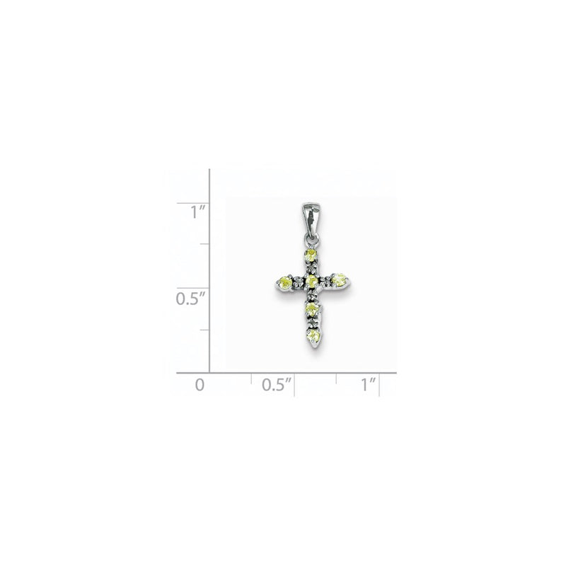 14k White Gold Peridot and Diamond Cross Pendant