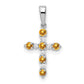 14k White Gold Citrine and Diamond Cross Pendant