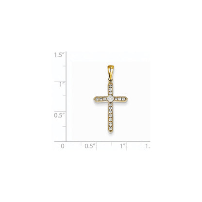 14K Yellow Gold Real Diamond Cross Pendant