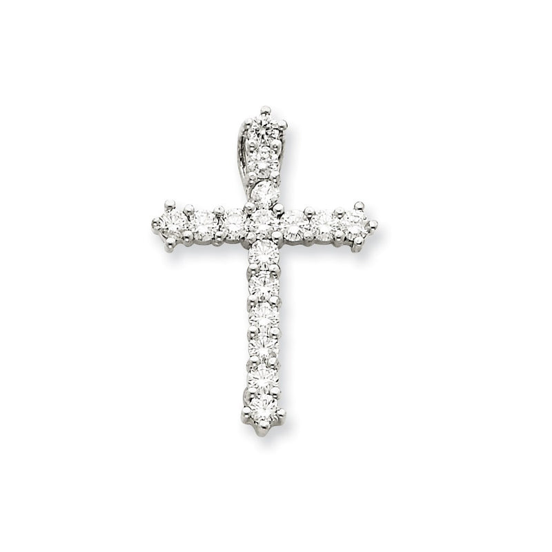 14k White Gold VS Real Diamond Cross