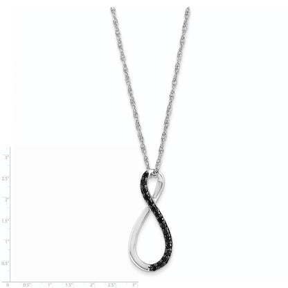 14K White Gold Black Real Diamond Necklace