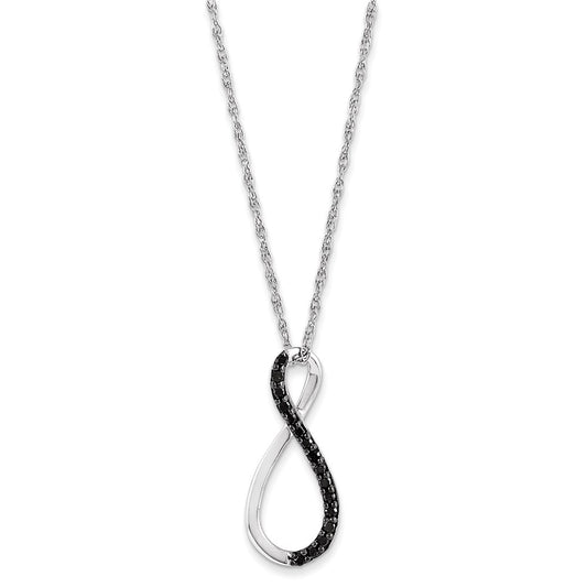 14K White Gold Black Real Diamond Necklace