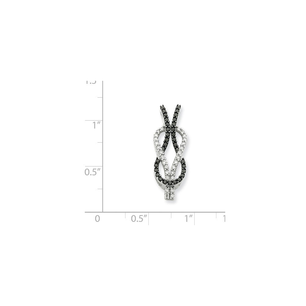 14K White Gold Black & White Real Diamond Knot Pendant
