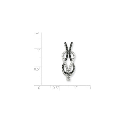 14K White Gold Black & White Real Diamond Knot Pendant