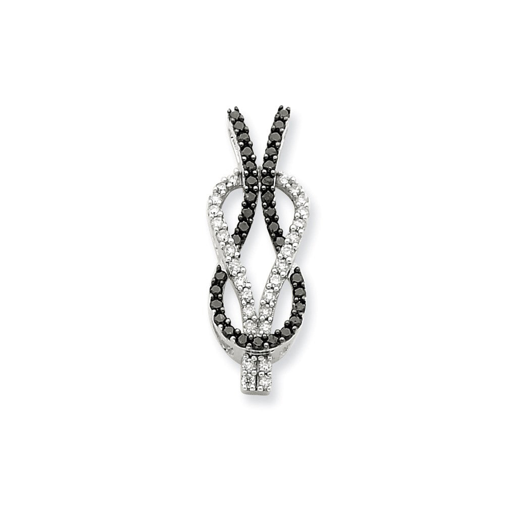 14K White Gold Black & White Real Diamond Knot Pendant