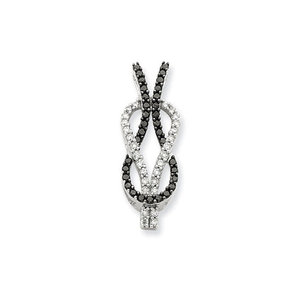 14K White Gold Black & White Real Diamond Knot Pendant