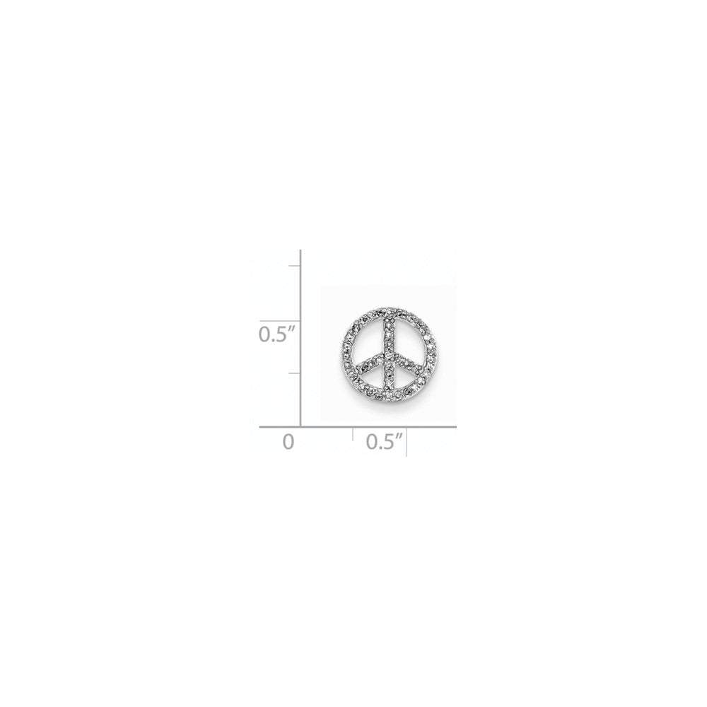 14k White Gold Real Diamond Peace Sign Slide