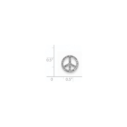 14k White Gold Real Diamond Peace Sign Slide