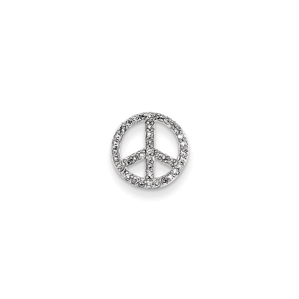14k White Gold Real Diamond Peace Sign Slide