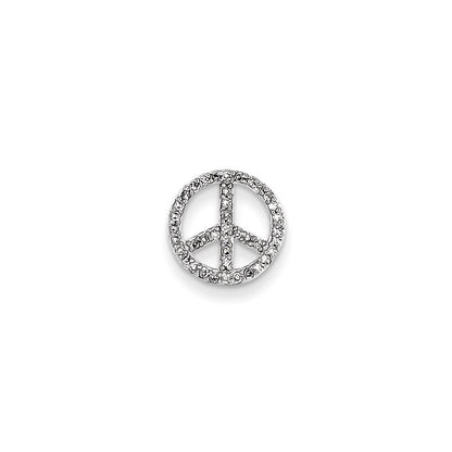14k White Gold Real Diamond Peace Sign Slide