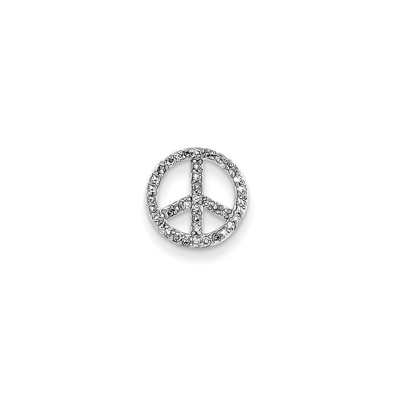 14k White Gold Real Diamond Peace Sign Slide