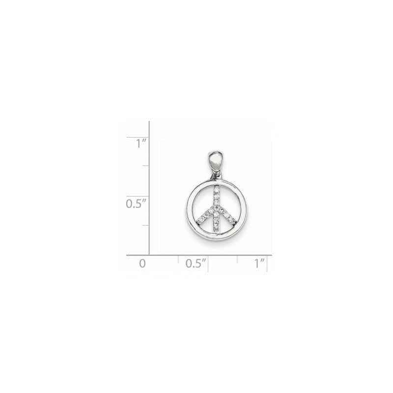 14K White Gold Real Diamond Peace Sign Pendant