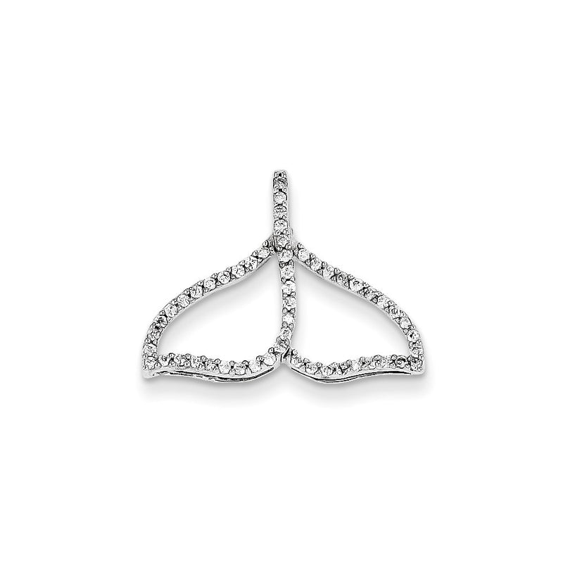 14K White Gold Real Diamond Whale Tail Pendant