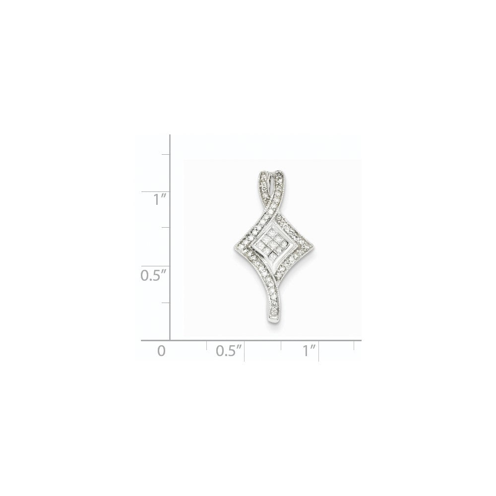 14K White Gold Real Diamond Chain Slide