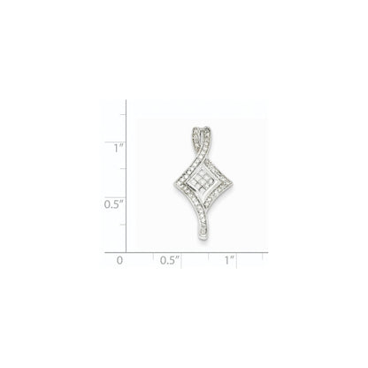 14K White Gold Real Diamond Chain Slide