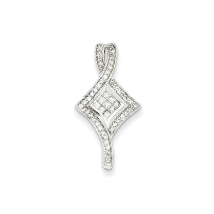 14K White Gold Real Diamond Chain Slide