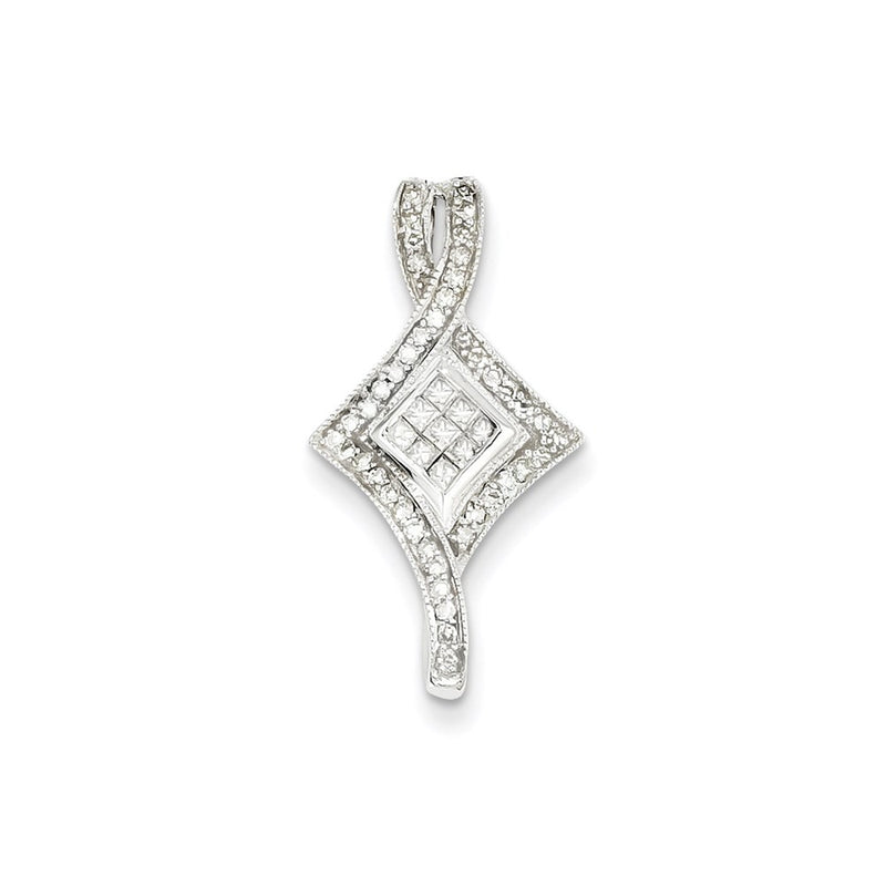 14K White Gold Real Diamond Chain Slide