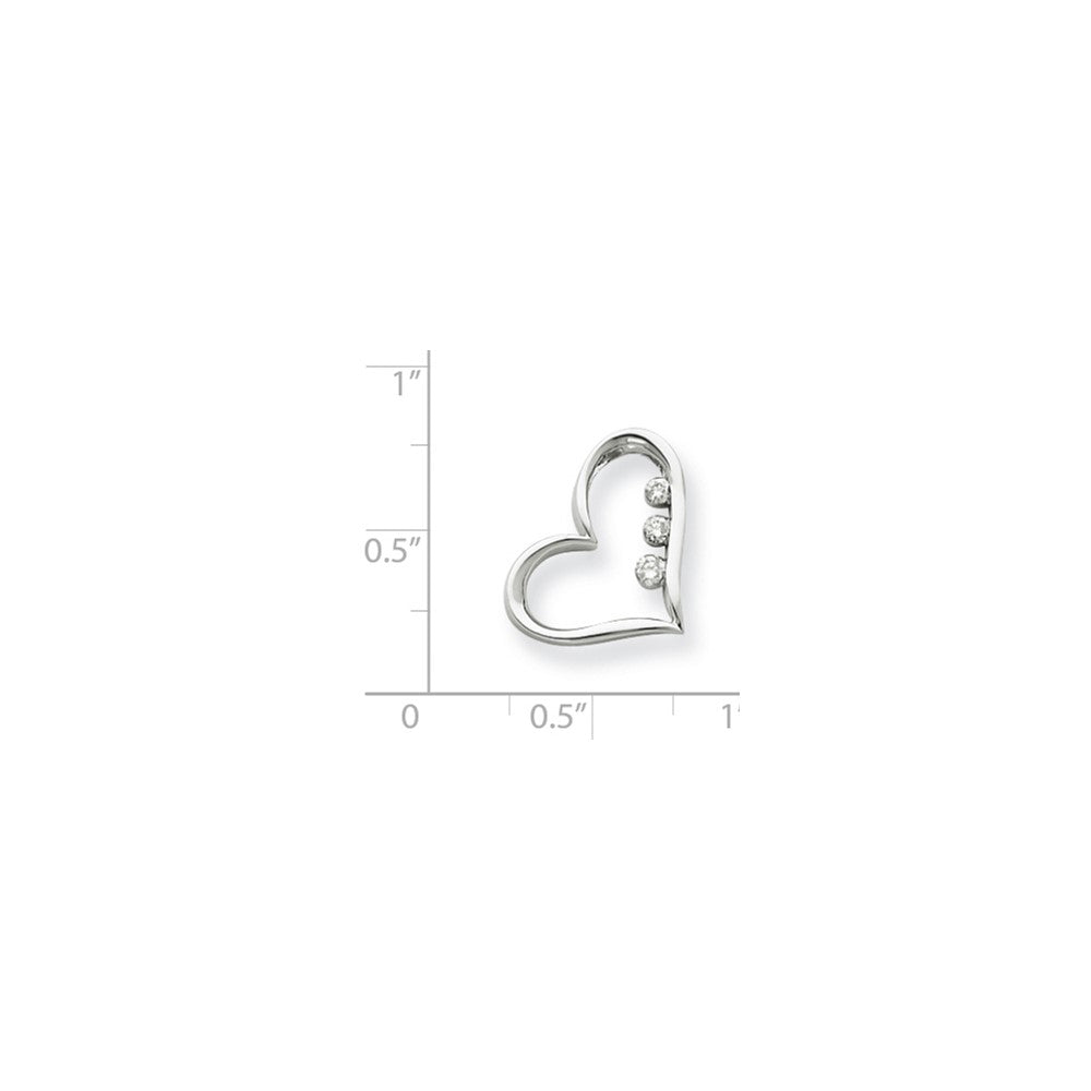 14k White Gold Real Diamond Heart Slide