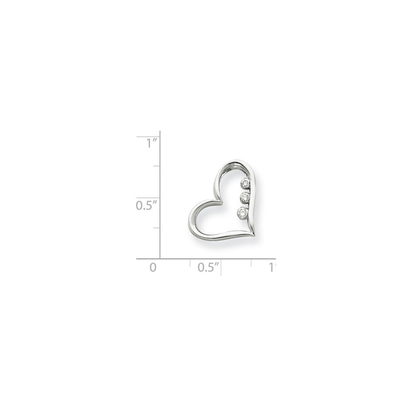 14k White Gold Real Diamond Heart Slide