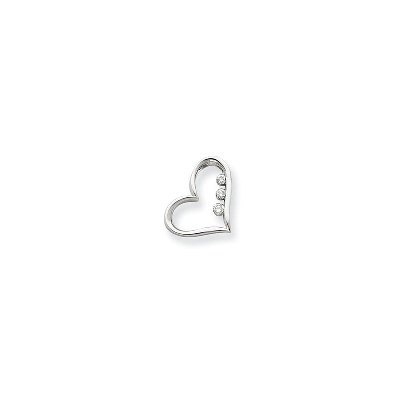 14k White Gold Real Diamond Heart Slide