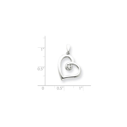 14K White Gold Real Diamond Heart Pendant