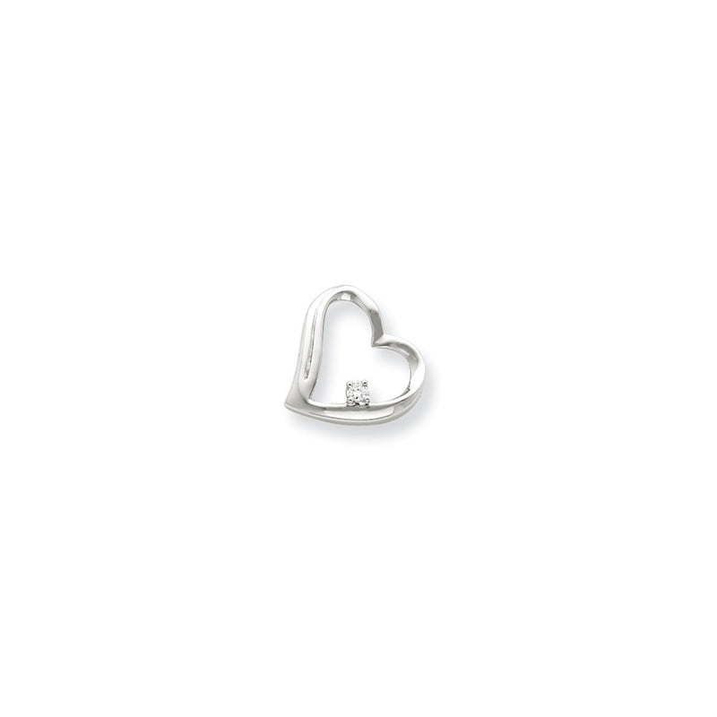 14K White Gold Real Diamond Heart Pendant