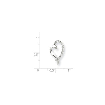 14K White Gold Real Diamond Heart Chain Slide